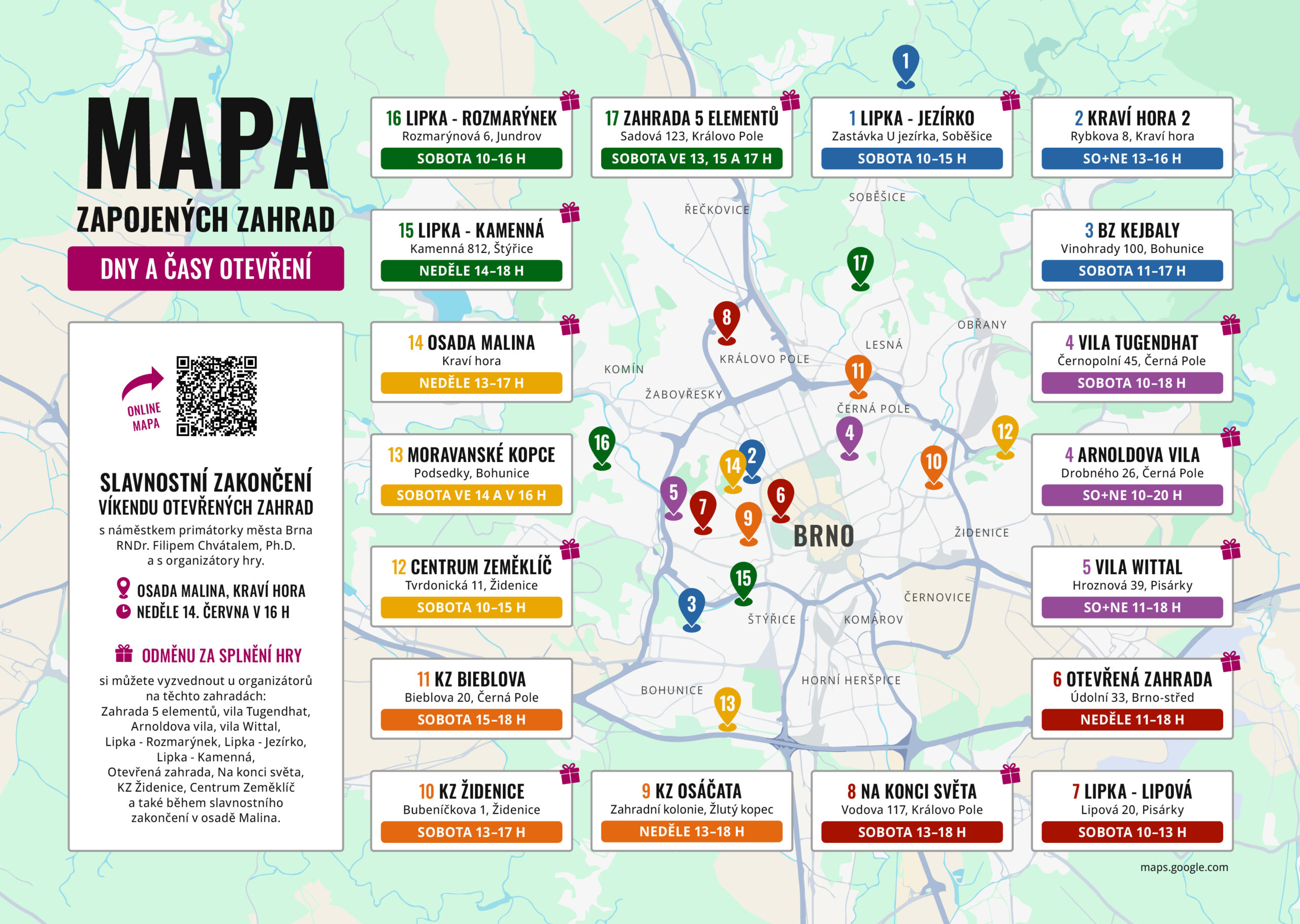 Pro zapojené zahrady Tisková mapa zapojených zahrad